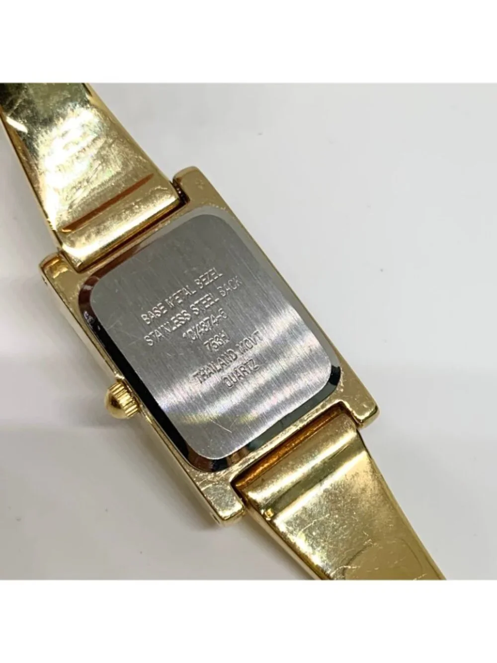 Anne Klein Diamond gold tone women watch 16mm rectangular quartz 6.5” running